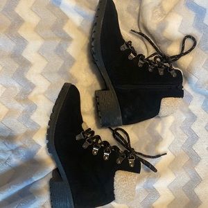 Kids size 4 MIA black boots with fur accents